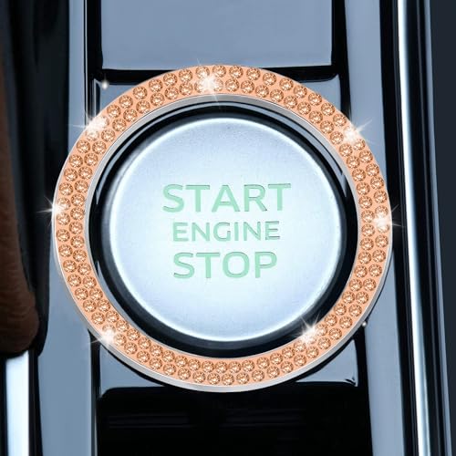 2 PCS Crystal Double Rhinestone Car Engine Start Stop Decoration Ring (Double Gold)