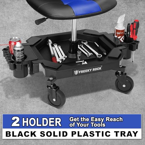 Rolling Stool with Wheels (Carbon Fiber Blue)