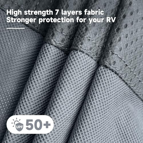 RV Cover 7 Layers Heavy Duty RV & Trailer Cover (Travel Trailer Cover(Grey) / Fits 18-20FT)