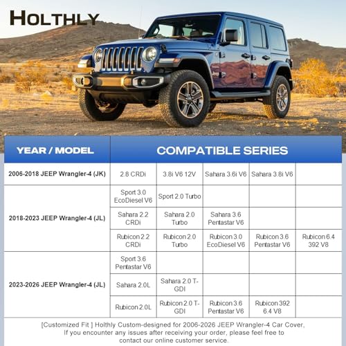 10 Layers Car Cover Custom Fit for Jeep Wrangler 4Door 4dr (Black Gray / Custom Fit for JEEP Wrangler-4)