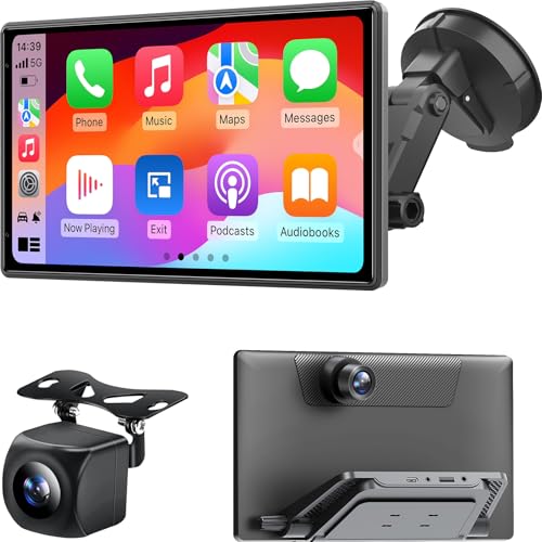Wireless Portable 9'' Carplay Screen with 4K Dash Cam (9-Inch)