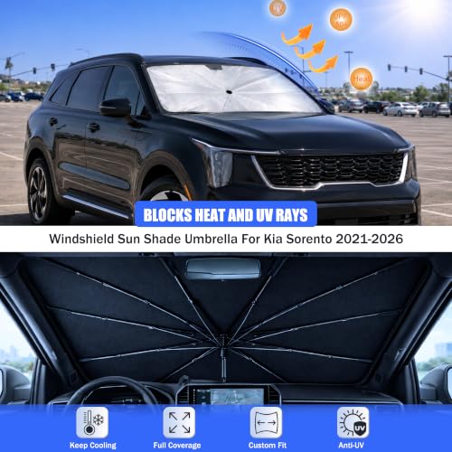Car Windshield Sun Shade Umbrella for Kia Sorento 2021 (For Kia Sorento 2021-2026)