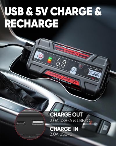 J400 Portable Jump Starter for Upto 8.0L Gas & 6.0L Diesel Engines (Red)