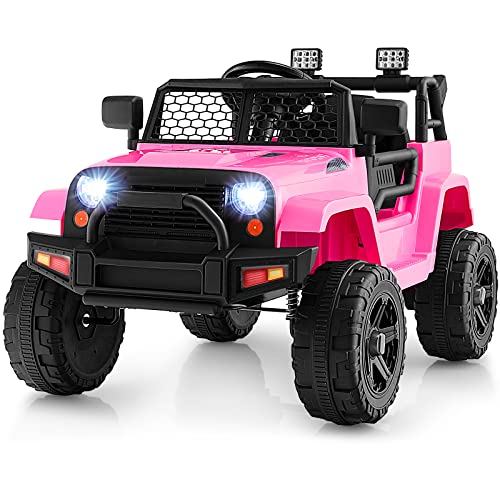 Ride on Car 12V Battery Powered Truck Vehicle with Remote Control (Pink / 39" x 26" x 26")