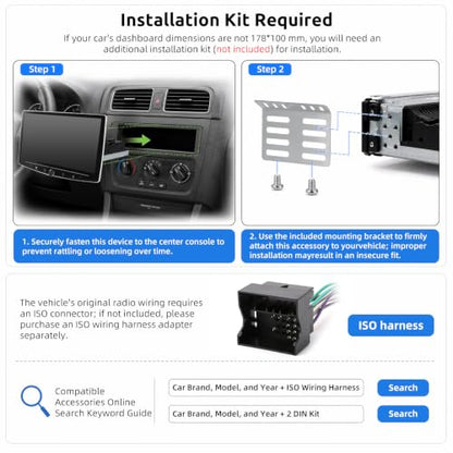 10.1" Single Din Car Stereo with Wireless CarPlay and Android Auto (10.1")