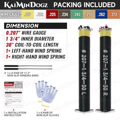 Pair of 1.75" Garage Door Torsion Springs Set with Non (0.207X1.75"X30")