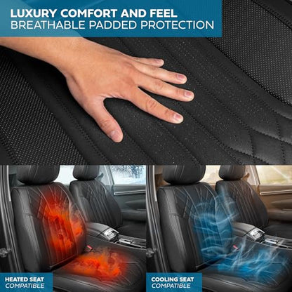 Curated Suede Diamond Leather Seat Covers for Cars & SUVs (Black (Suede Diamond) / Front Seats)
