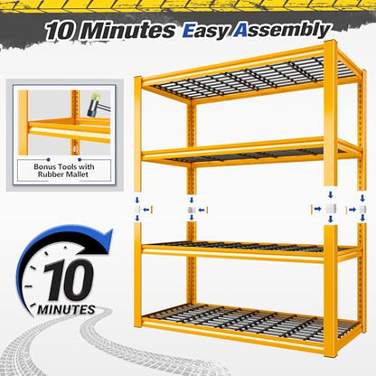 40" W Yellow Garage Shelving with Double (40" W X 19.7" D X 59.9" H)