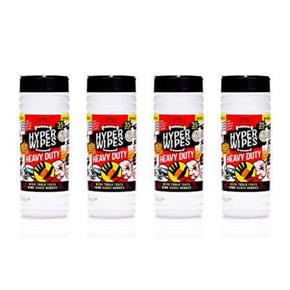 Hyper Wipes 4 Pack Heavy Duty Hand & Tool Cleaning Wipes (35 Count (Pack of 4))