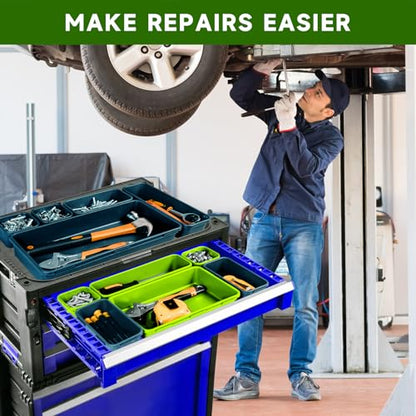 Tool Box Organizer Tray (Blue & Green: 60 PCS)