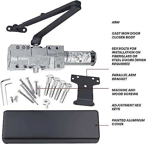 Extra Heavy Duty Door Closer Commercial Grade 1 (1 Pack / Matte Black (US19))