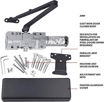 Extra Heavy Duty Door Closer Commercial Grade 1 (1 Pack / Matte Black (US19))