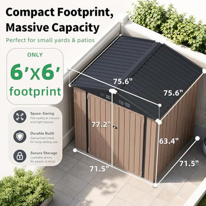 6' x 6' Metal Outdoor Storage Shed (Gray / 6x6)