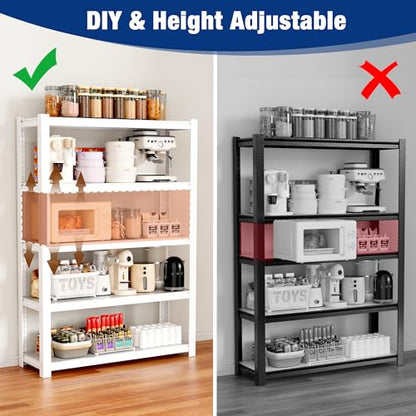 5 Tier White Shelving with Board (White / 36.2"W x 16.5"D x 72"H)