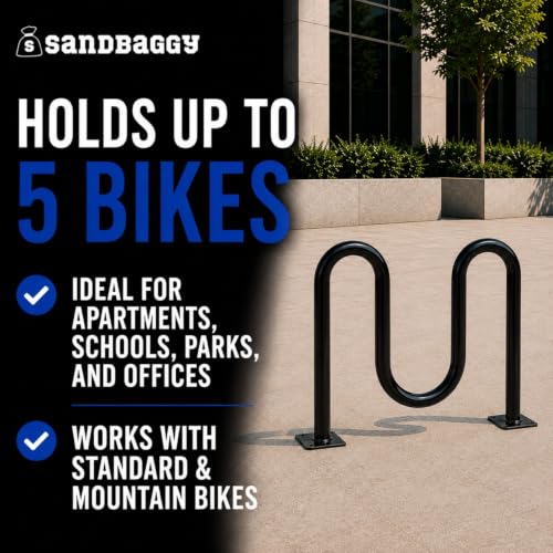 Commercial Dual Loop Wave Bike Racks (Dual Loop - 5 Bike Capacity)