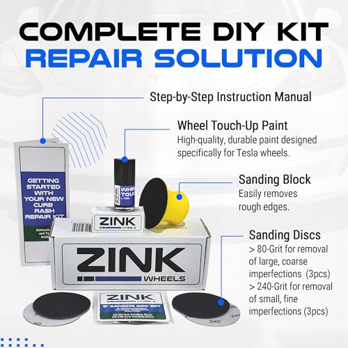 Premium Tesla Wheel Curb Rash Repair Kit for Model 3 20 (Tesla Model 3 / 20" Grey Stiletto Sport)