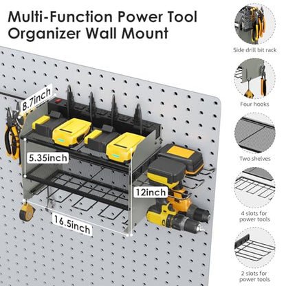 Modular Power Tool Organizer Wall Mount Charging Station (Grey / 10FT Cord)