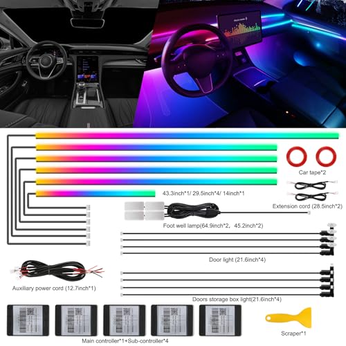 Dreamcolor Acrylic Interior Car LED Strip Light with Wireless APP (Dreamcolor 18 in 1)
