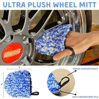 7PCS Car Wheel Rims Detail Cleaning PRO Wash Kit (7-Pack / Blue/Black)