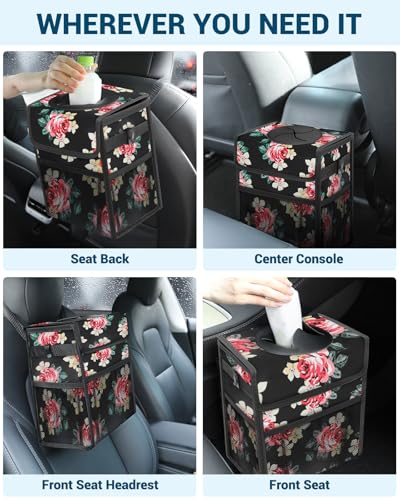 Car Trash Can with Lid (2.5 Gallons / Flower)
