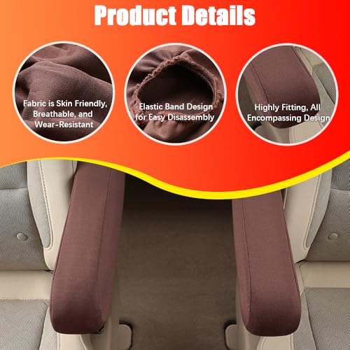 2PC Car Front Seat Armrest Covers (Coffee-2PC)
