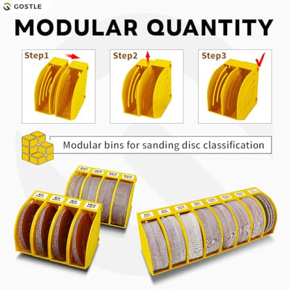 5 Inch Professional Sanding Discs Storage Bins (8 bins / Yellow)