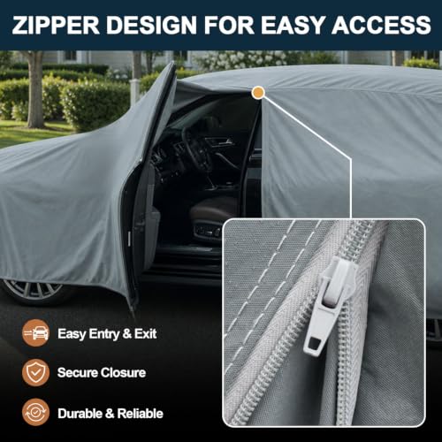 16 Layers Large Car Cover Waterproof All Weather for Sedan Coupe (1 Sedan Car Cover / 1 Fit Sedan Length 211-220 inch)