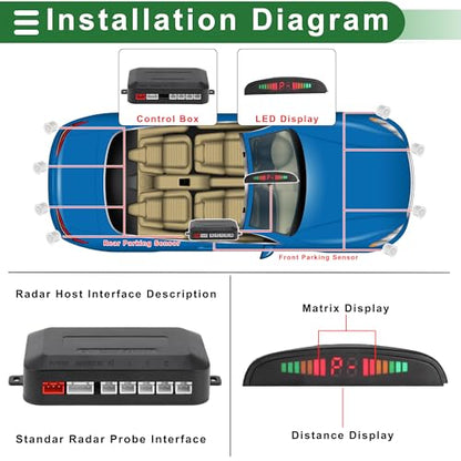 Universal Car Auto Vehicle Reverse Backup Radar System Reverse Parking Sensors Alarm Buzzer Reminder Distance Detection White 2 Pcs Parking Sensors (White)