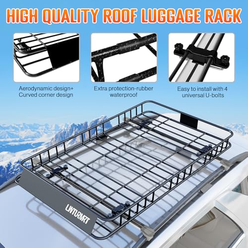 64 x 39’’ Roof Rack Cargo Basket Rooftop Cargo Carrier with Net (64"roof with net)