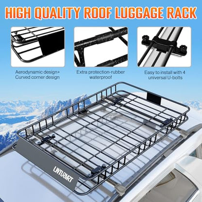 64 x 39’’ Roof Rack Cargo Basket Rooftop Cargo Carrier with Net (64"roof with net)