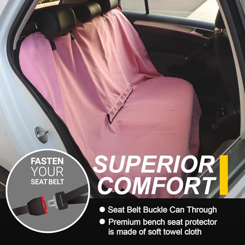 Back Seat Cover for Car Trucks Van SUV Jeep (Rear Bench Seat Towel / Pink)