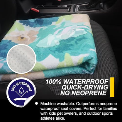 Back Seat Cover for Car Trucks Van SUV Jeep (Rear Bench Seat Towel / Chrysanthemum)