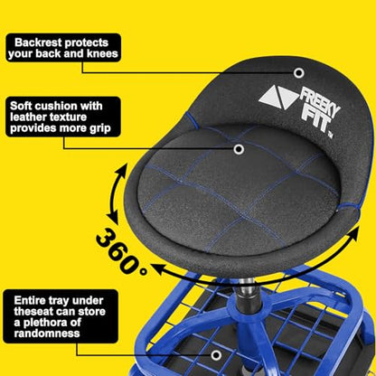 Rolling Stool with Blue Wheels (Blue Stool With Blue Casters)
