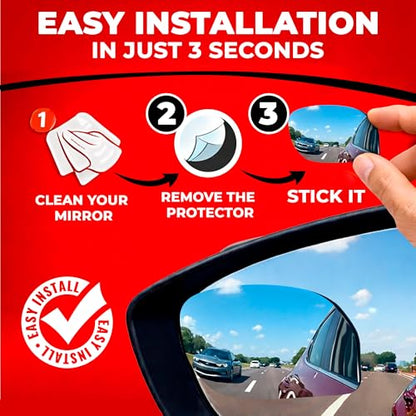 Blind Spot Mirror Fits All Car Side Mirrors (Rounded Oval / Pack of 2)