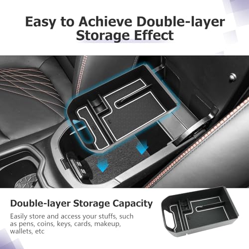 2025 RAV 4 Center Console Organizer Compatible with 2019 2020 2021 2022 2023 2024 2025 Toyota RAV 4 Accessories Armrest Console Secondary Storage Box Insert Tray ABS Material White