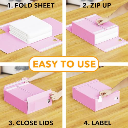 6 Pack Bed Sheet Organizers and Storage (6 Pack / Pink)