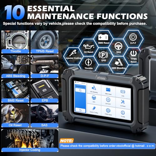 Car Scanner D5 OBD2 Scanner ABS SRS Check Engine Code Reader 10 Reset (Black)