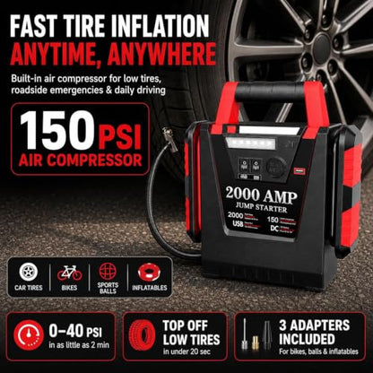 Jump Starter with Air Compressor (BLACK-2000A)
