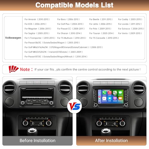 7 Inch Display Carplay Car Stereo Upgrade for Volkswagen with RDS