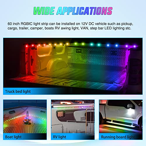 Truck Bed Light Strip RGB (2Pcs 60Inch RGBIC Bed Strip w/Remote+APP)