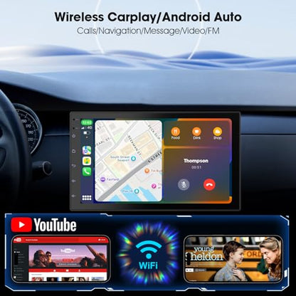 2 Din Car Radio with Wireless CarPlay & Android Auto (2+32GB No Camera)