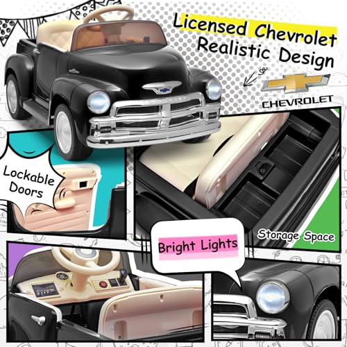 12V Kids Ride on Car Licensed Chevrolet 3100 (12v Black)