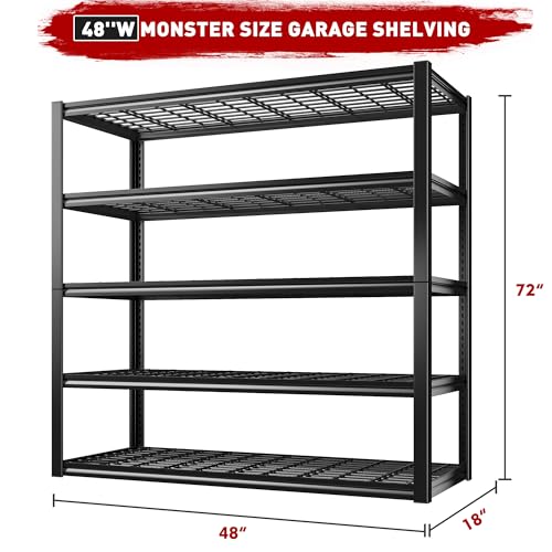48" W Garage Shelving Load 2500LBS (48''W X 72''H X18''D)
