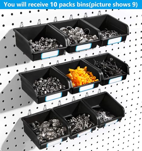 Pegboard Bins with Hooks and Labels (10B)