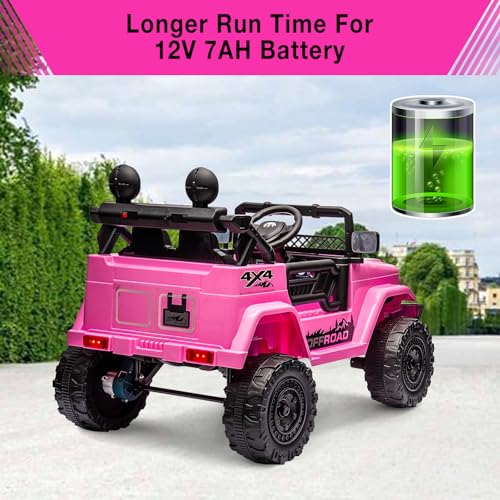 12V Kids Ride On Truck Car with Remote Control (Pink)