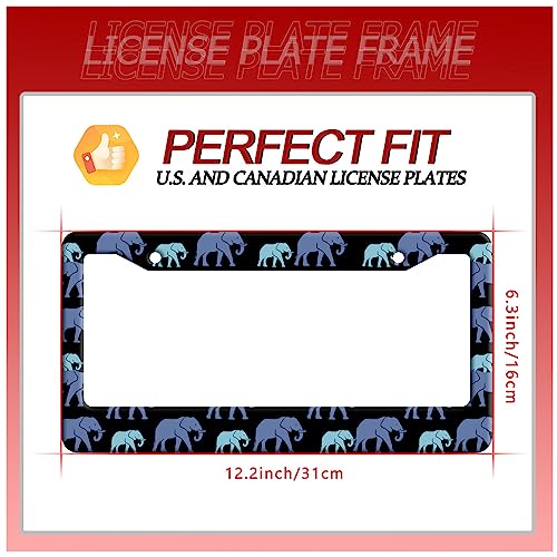 Blue Elephant License Plate Frame Stainless Steel Car Accessory 6.3x12.3In (Elephant)