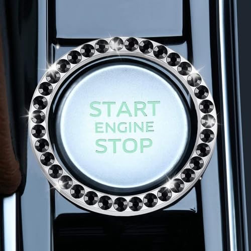 2 PCS Crystal Rhinestone Car Engine Start Stop Decoration Ring (Black)