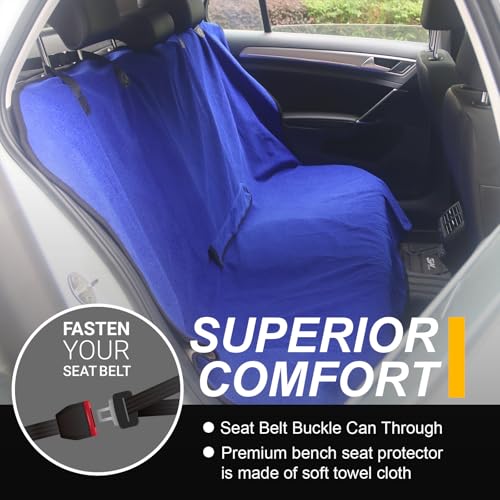 Back Seat Cover for Car Trucks Van SUV Jeep (Rear Bench Seat Towel / Blue)