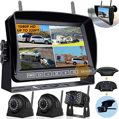Wireless Backup Camera for RV Truck Trailer Camper Bus 5th Wheel 3 Rear (3CAM)