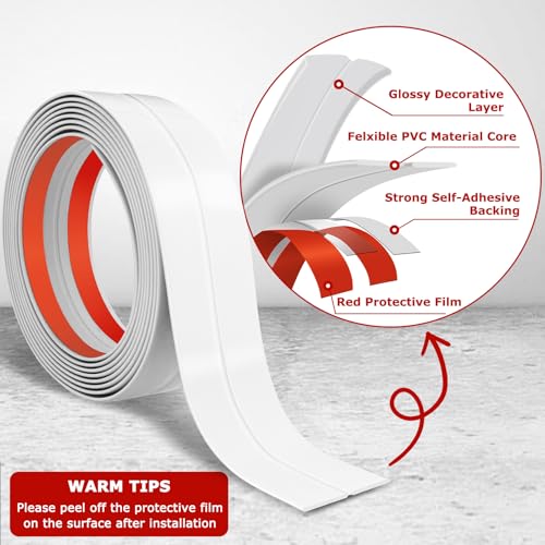 Wall Corner Protector Peel and Stick Corner Trim Molding (2.4 In x 20 Ft / White)